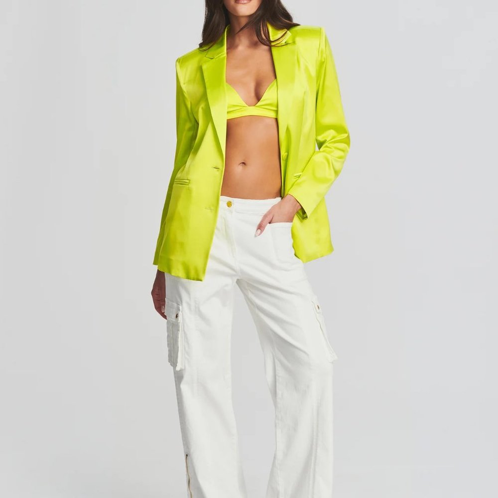 SER.O.YA $495 RetroFete MOTLEE SILK BLAZER MEDIUM